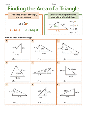 Finding the Area of a Triangle | Worksheet 