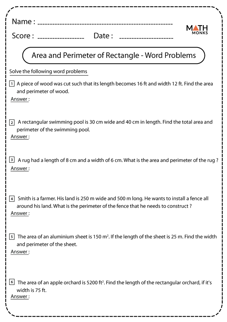 area and perimeter word problems worksheet pdf