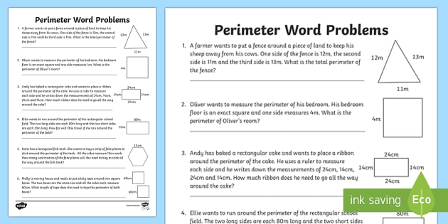 area and perimeter word problems worksheet pdf
