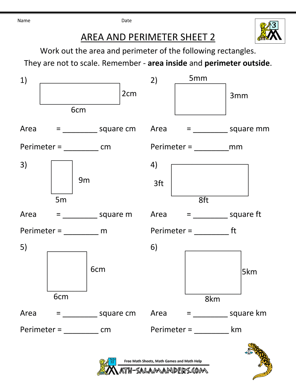 area and perimeter worksheet hard