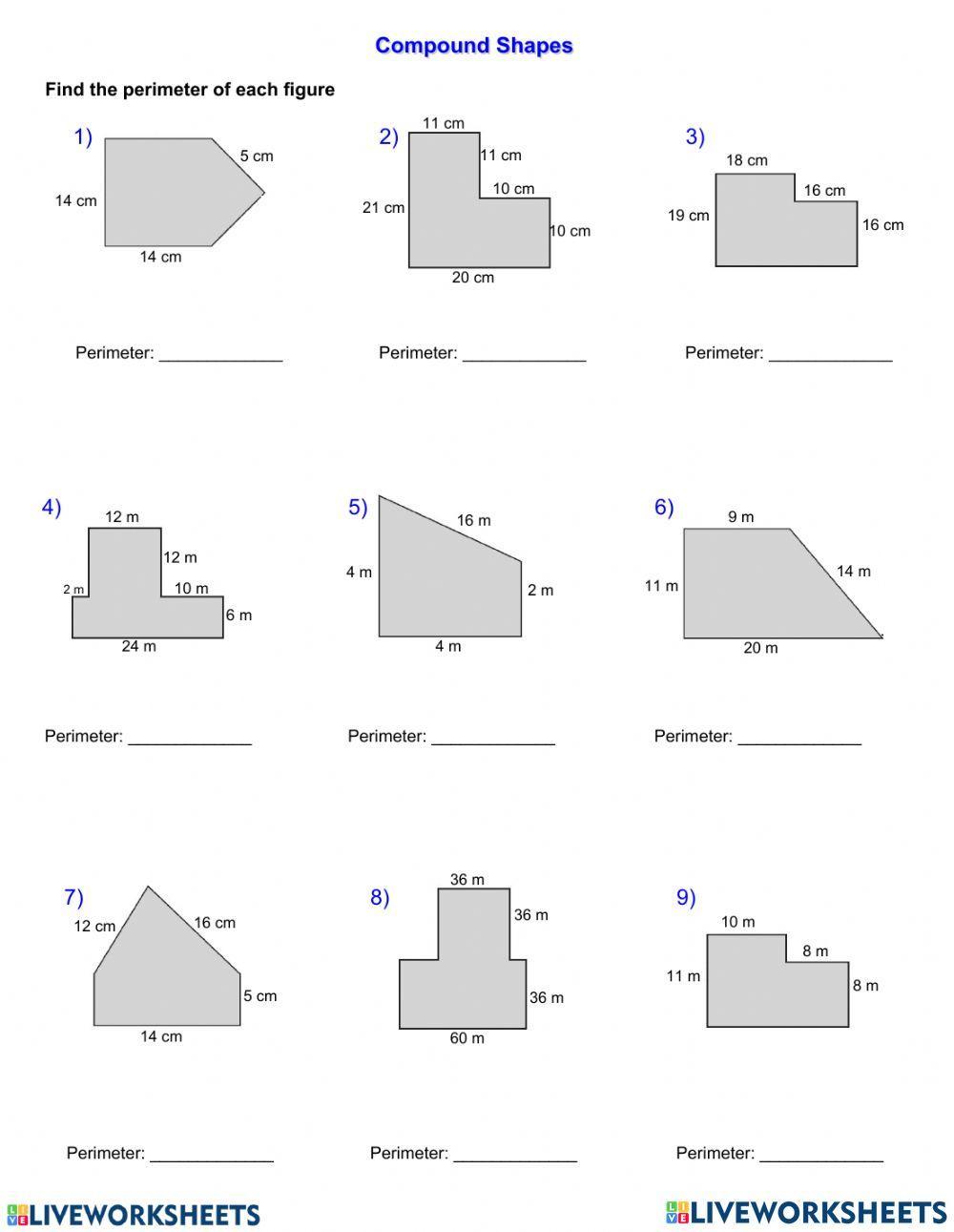 Compound Shapes interactive worksheet  