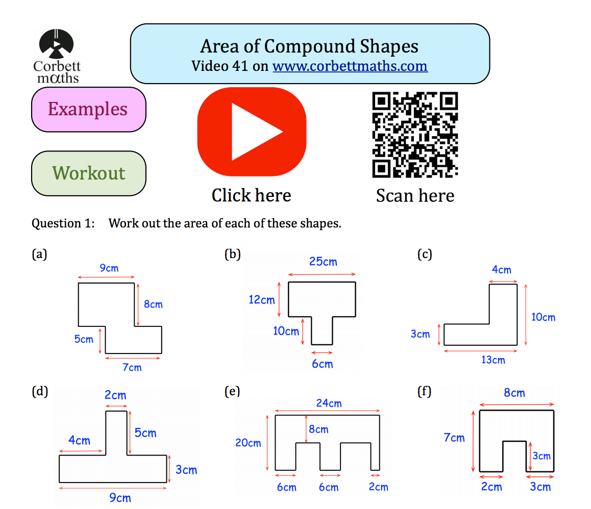 area compound shapes worksheet