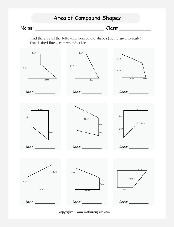area compound shapes worksheet