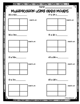 Area Model Multiplication Worksheets (3.NBT.2 and 4.NBT.5)