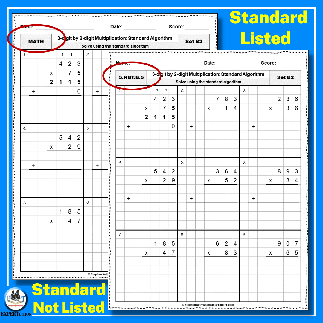 area model multiplication worksheet grade