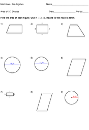 Area of 2D Shapes - MathVine.com