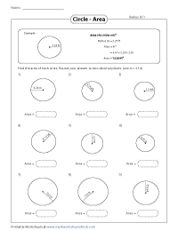 area of a circle worksheet