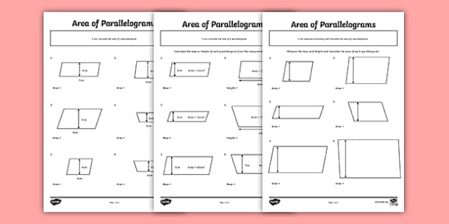 Parallelogram Area Worksheet KS2 Resource Pack - Twinkl