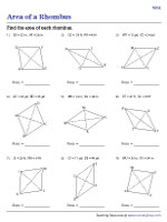 area of a rhombus worksheet