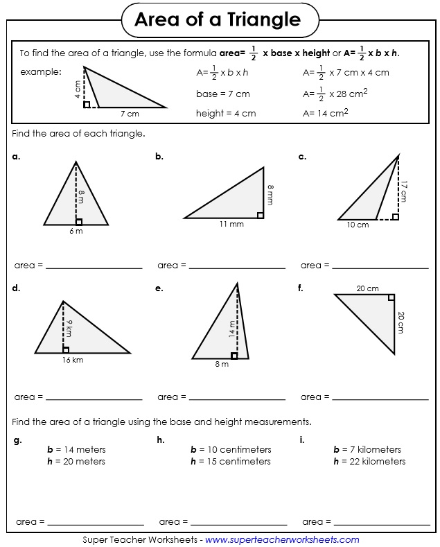 Area Of Triangles Worksheets Worksheets Library Area Of Triangles Worksheets Worksheets Library