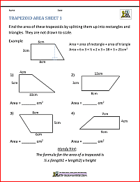 area of a trapezoid worksheet