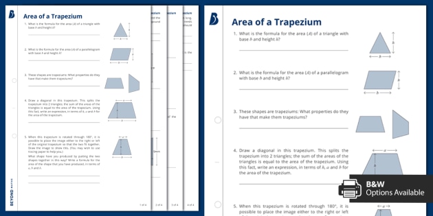 area of a trapezoid worksheet