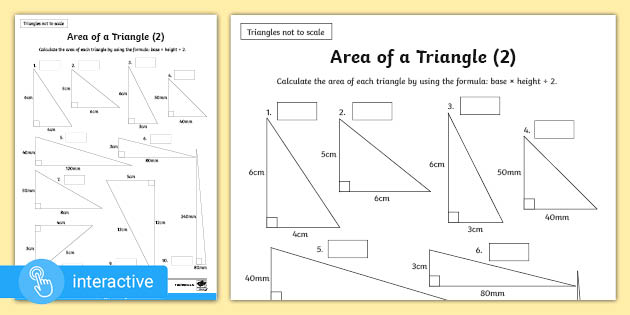 area of a triangle worksheet 6th grade