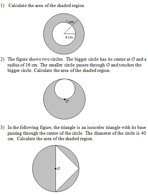 area of circle worksheet