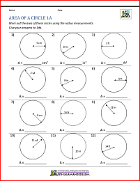 area of circles worksheet pdf