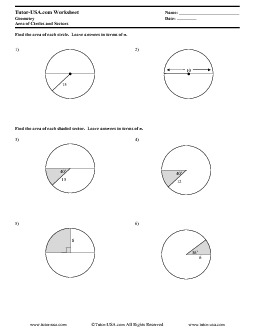 area of circles worksheet