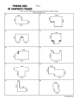 area of composite figures worksheet 7th grade answers