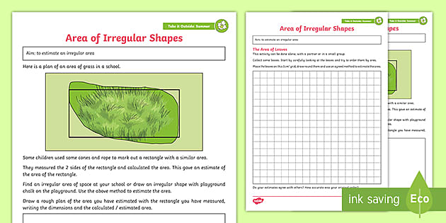 Take It Outside Area of Irregular Shapes Worksheet - Twinkl