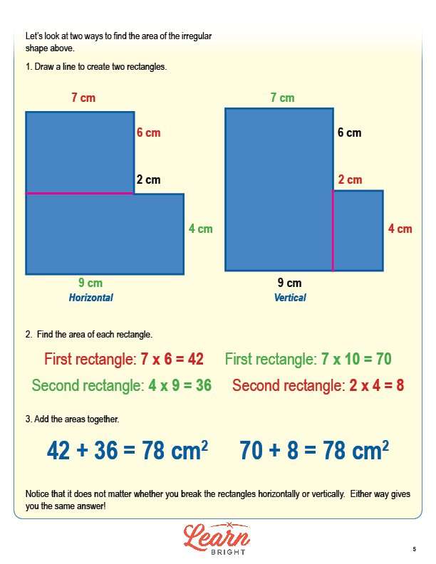 area of irregular shapes worksheet pdf