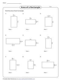 Area of Rectangles Worksheets