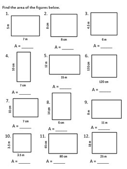 Area of Rectangles Worksheet by Eli Burger worksheets library