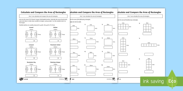 KS2 Area of a Rectangle Differentiated Worksheets 