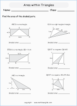 area of rectangles and triangles worksheet