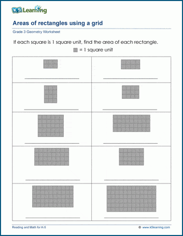 area of rectangles worksheet