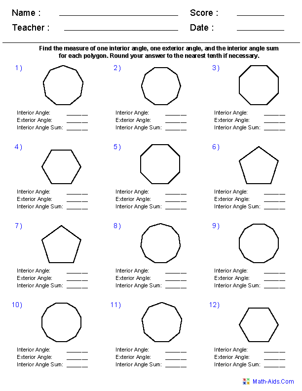 area of regular polygons worksheet