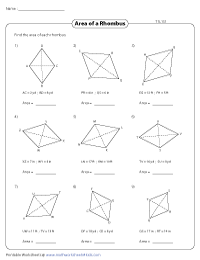 area of rhombus worksheet