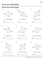 area of rhombus worksheet