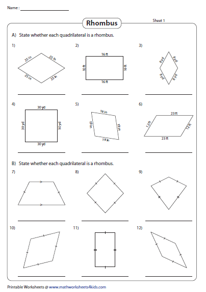 Identifying a Rhombus | With dimensions