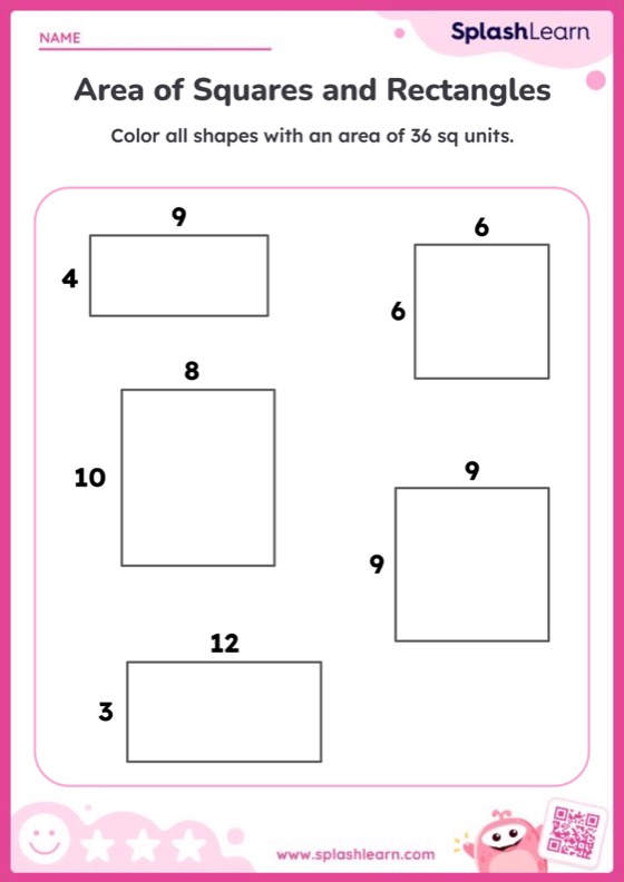 area of shapes worksheet