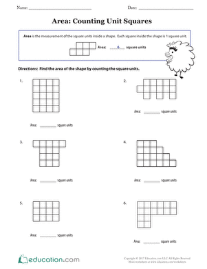 area of square worksheet