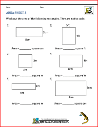 area of squares and rectangles worksheet