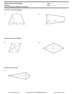 area of trapezoid worksheet pdf