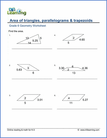 area of trapezoid worksheet pdf