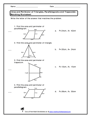 area of trapezoid worksheet pdf