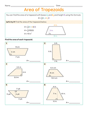 Area of Trapezoids | Worksheet 