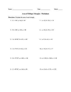 area of triangle worksheet pdf