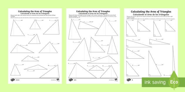 Differentiated Calculating the Area of Triangles Worksheets ...