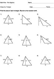 area of triangle worksheet