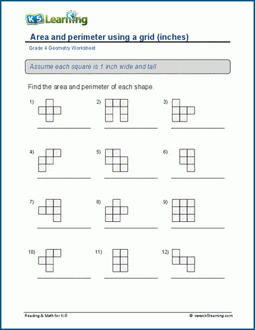 area perimeter worksheet
