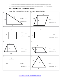Area and Perimeter Worksheets