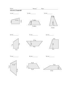 area trapezoid worksheet