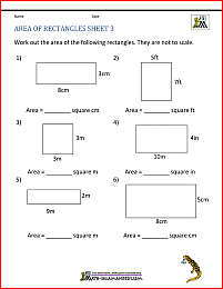 Area of Rectangle Worksheets