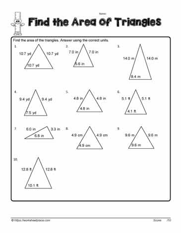 Area of Triangles Worksheets