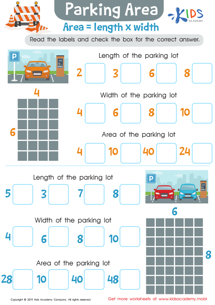 area worksheet for 3rd grade