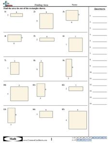 area worksheet for 3rd grade