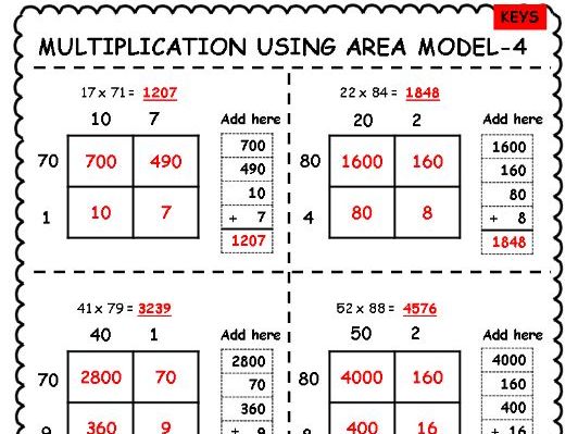 2 x 2 Area Model Multiplication Worksheets  